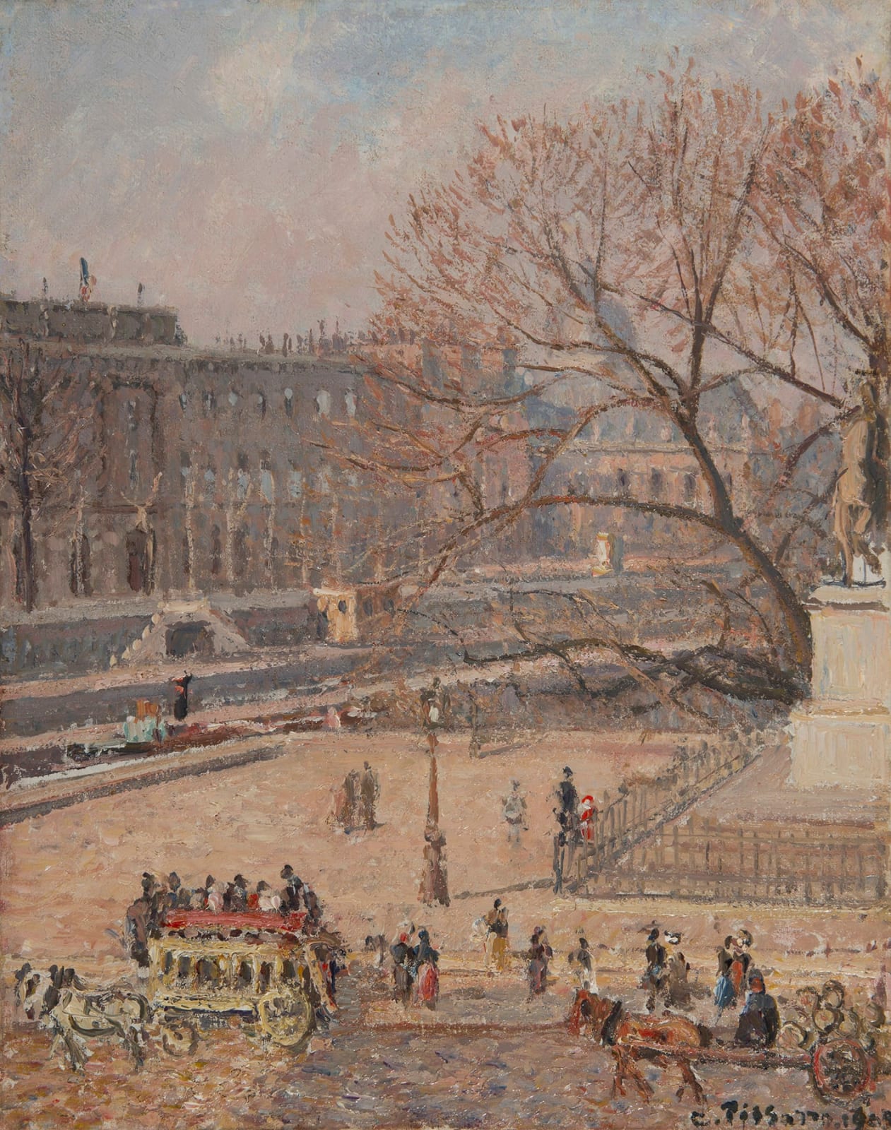 CAMILLE PISSARRO, L'Omnibus, Statue d'Henri IV Et Hôtel De La Monnaie, Soleil Du Matin, 1903