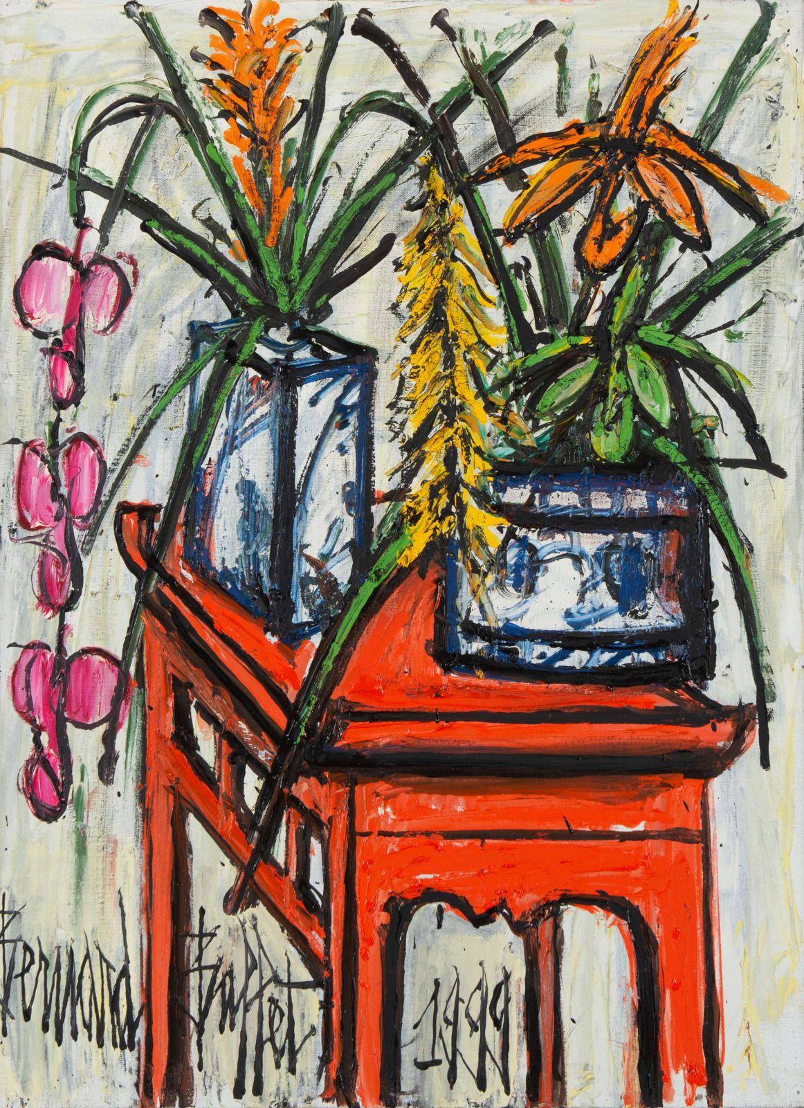 BERNARD BUFFET, Fleurs sur une table chinoise, 1999