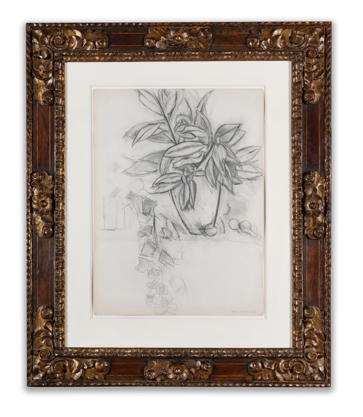 HENRI MATISSE: Nature Morte au Lierre, 1915, Fusain et estompe sur papier