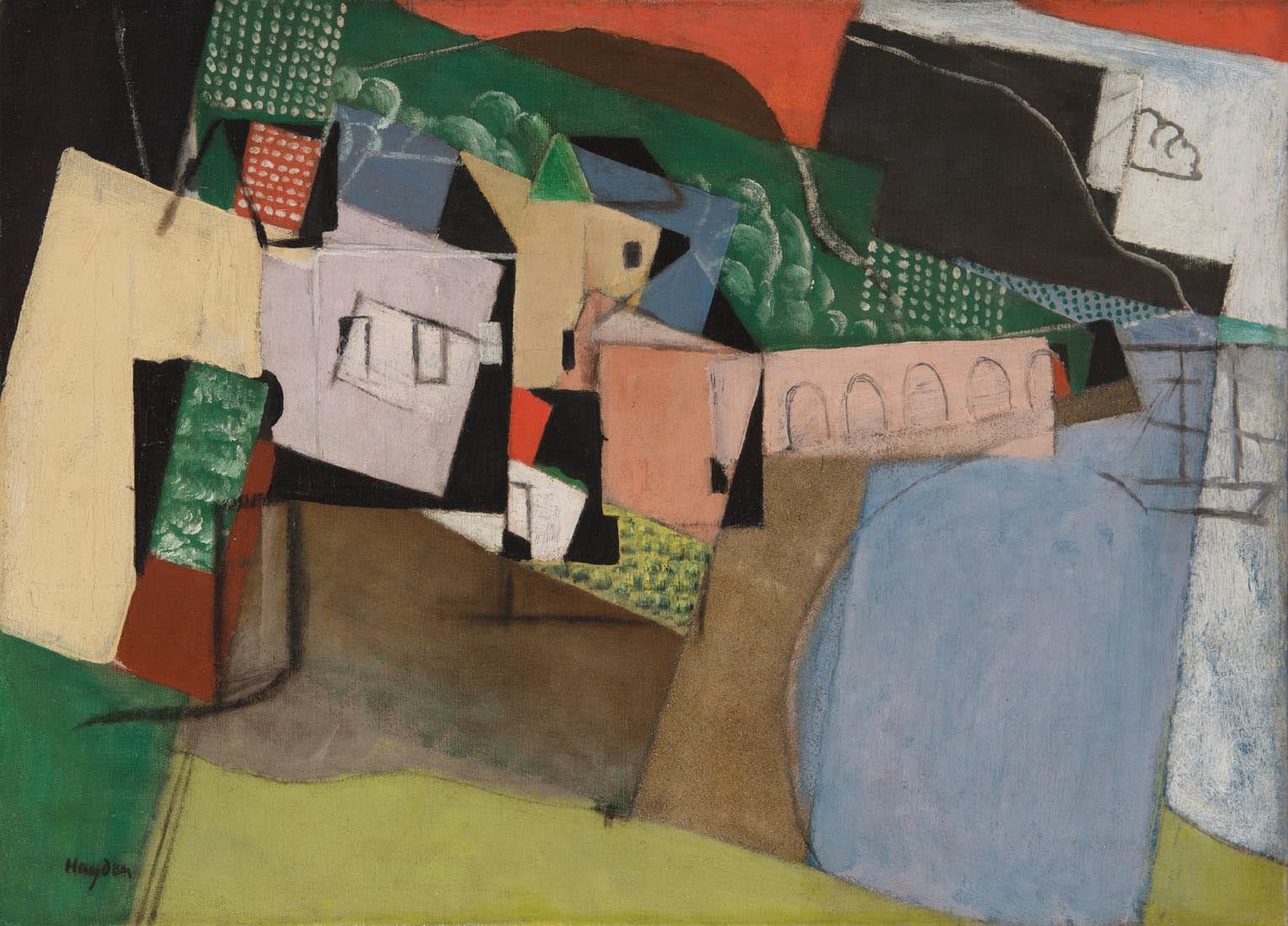 HENRI HAYDEN, Le port aux arcades, 1917
