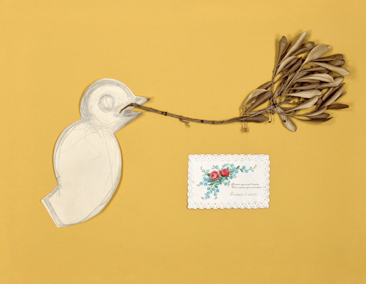 MAX ERNST, Oiseau tenant une branche dans son bec, circa 1955