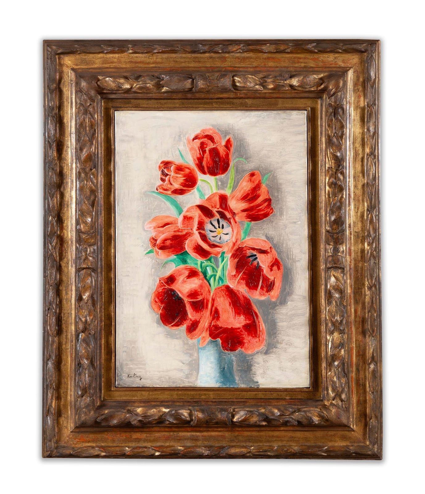MOÏSE KISLING, Tulipes Sur Fond Nacré, circa 1928, Huile sur toile