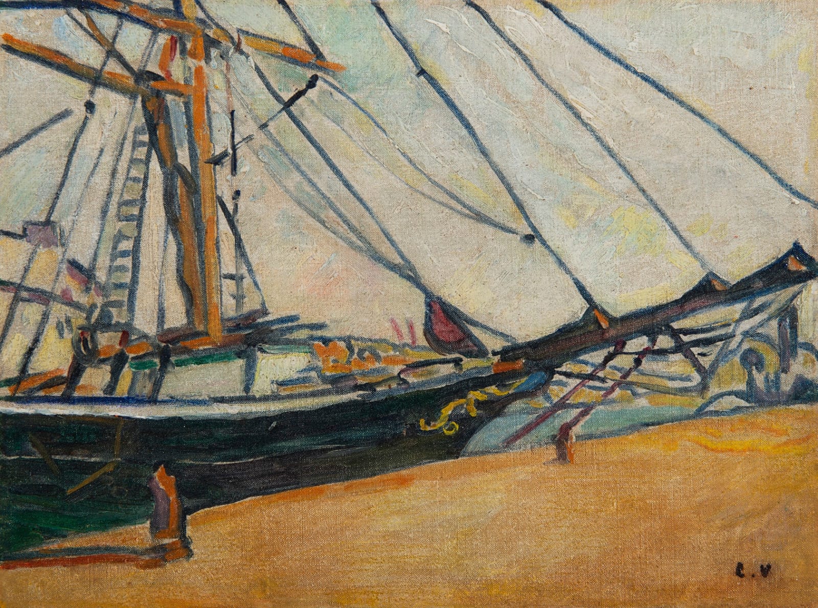 LOUIS VALTAT, La proue du trois-mâts, 1917