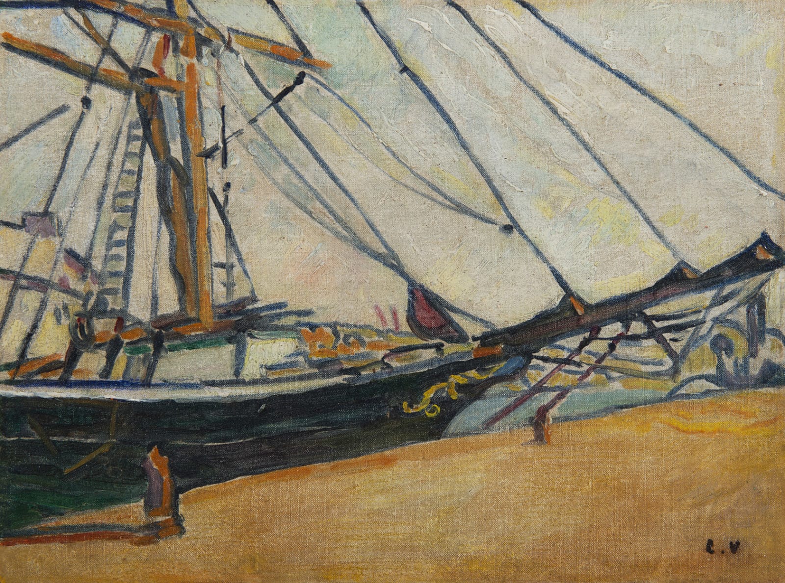 LOUIS VALTAT, La proue du trois-mâts, 1917
