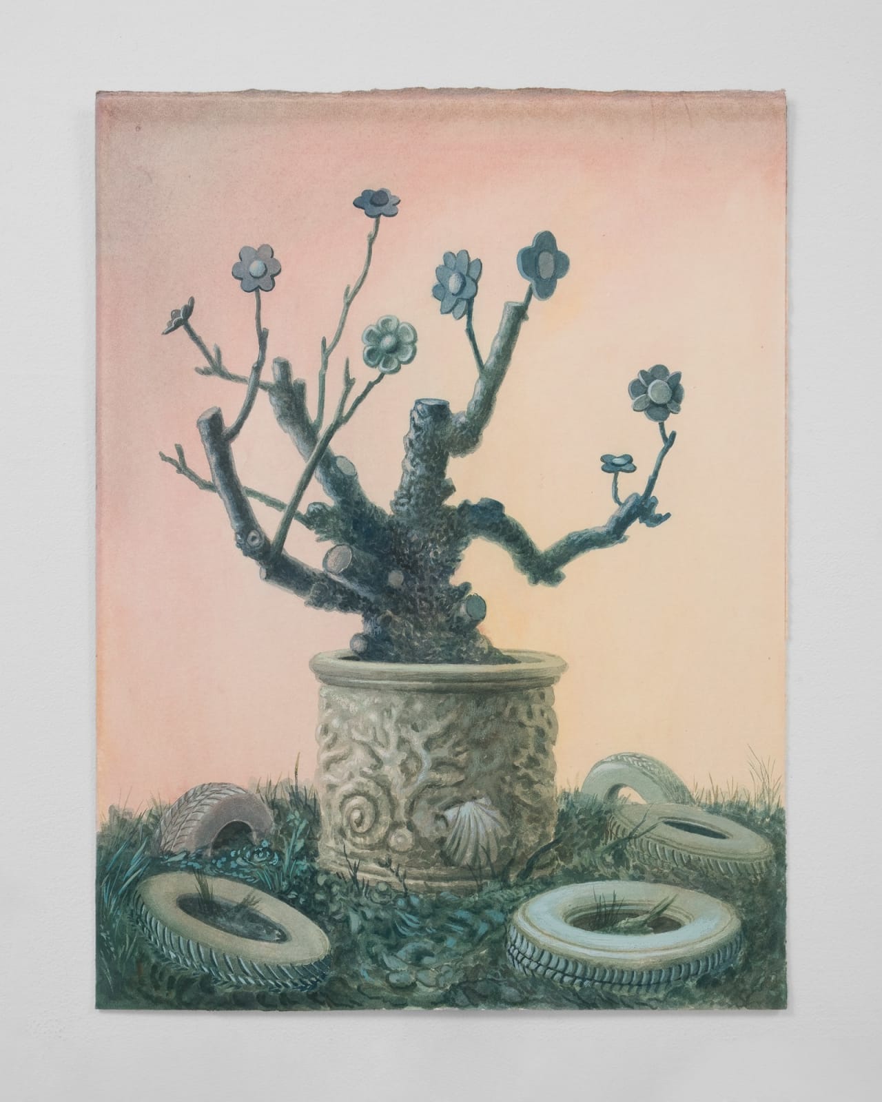 Kirsten Deirup, Flower Bush with Tires, 2023