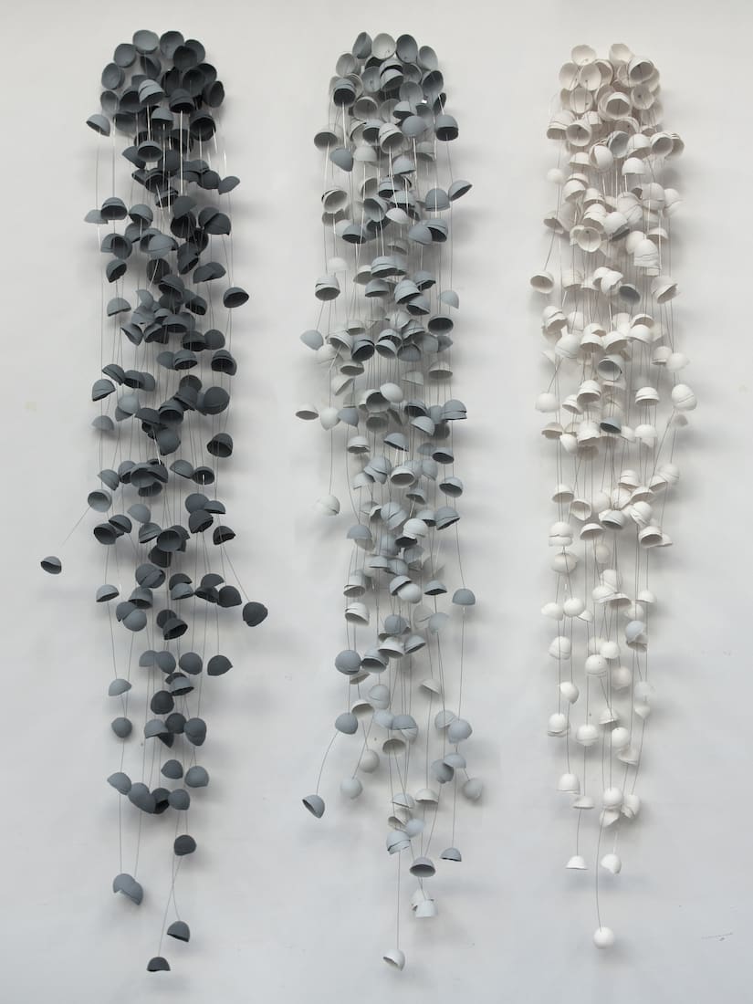 Valéria Nascimento, Cups Triptych Blue Grey, 2019