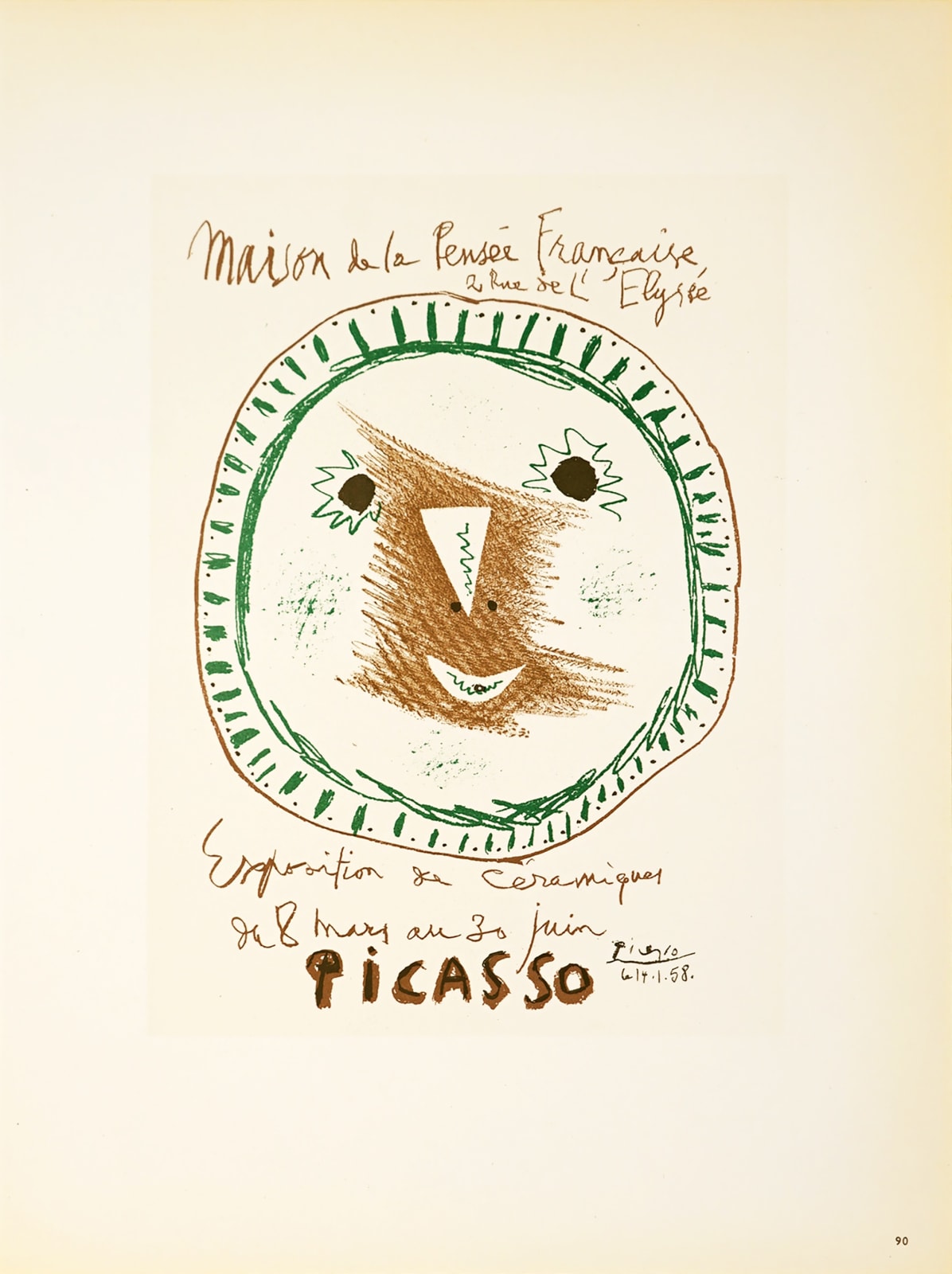 Pablo Picasso, Exposition de Ceramiques, Maison de la Pensée Francaise, 1959