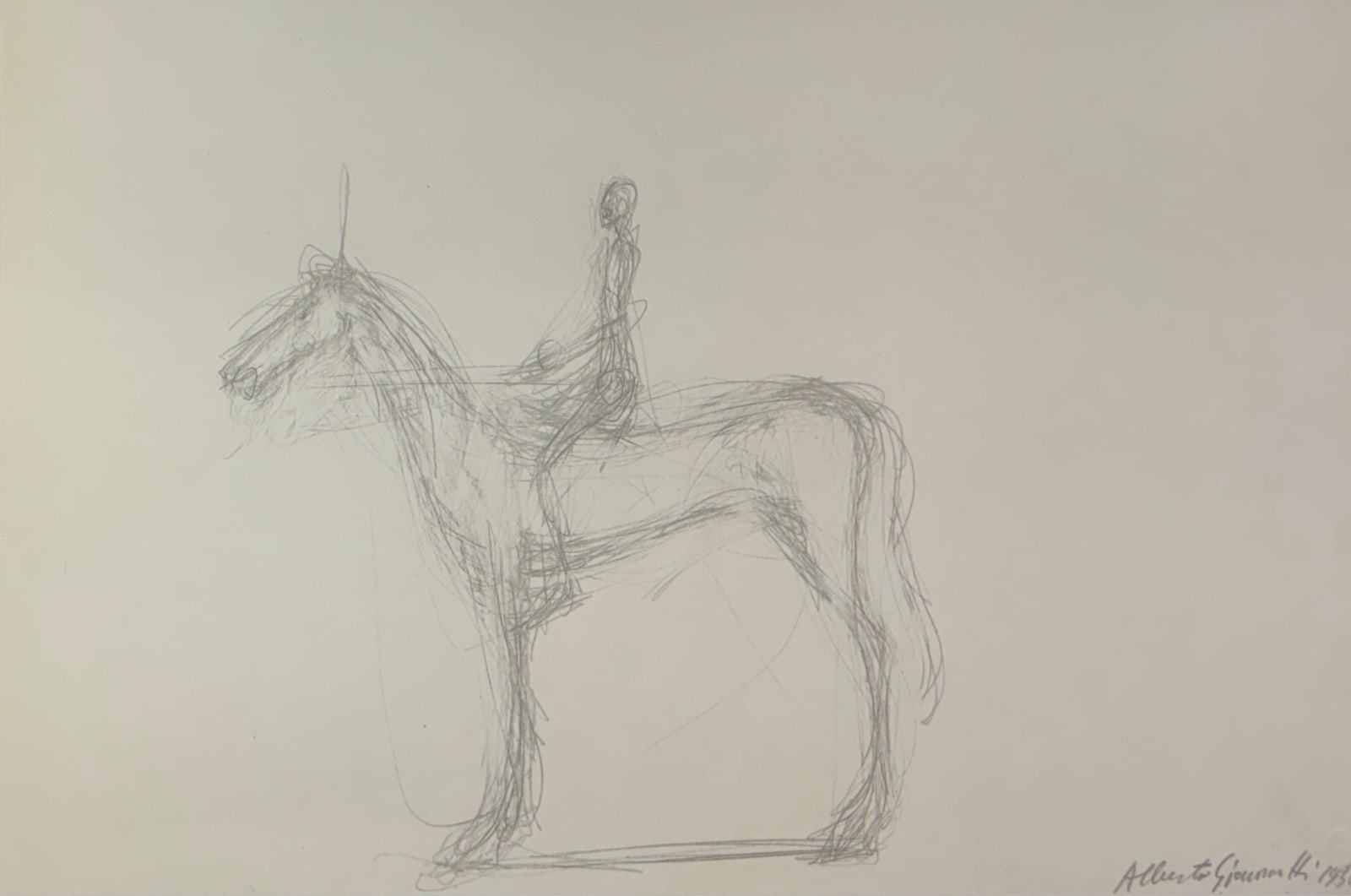 Alberto Giacometti, Cavallo e cavaliere (1950) from Quarantacinque Disegni di Alberto Giacometti, 1963