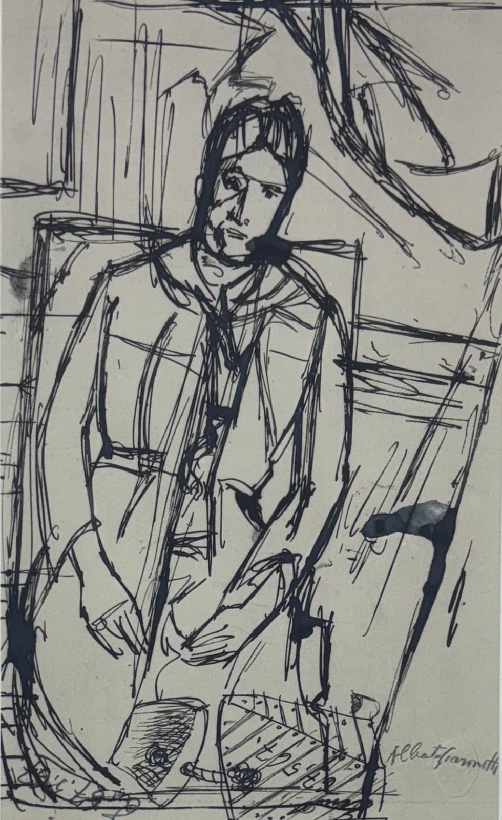 Alberto Giacometti, Copia dal Ritratto di Madame Cézanne di Cézanne (1934) from Quarantacinque Disegni di Alberto Giacometti, 1963