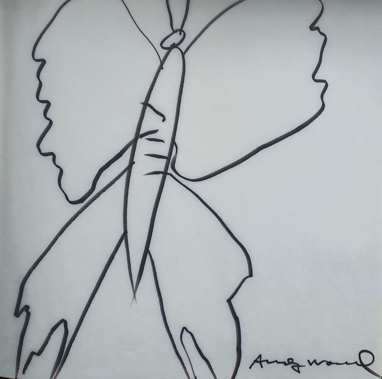 Andy Warhol, Unique Hand-Signed Butterfly Drawing, 1986