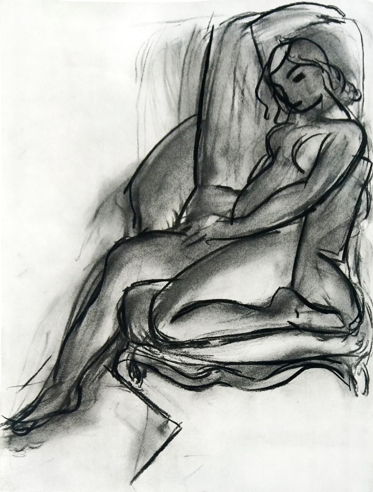 Henri Matisse, Dernières Oeuvres de Matisse Fusain Nu III, 1958