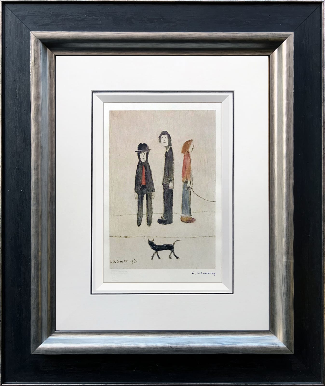 L. S. Lowry, Three Men and a Cat, 1971