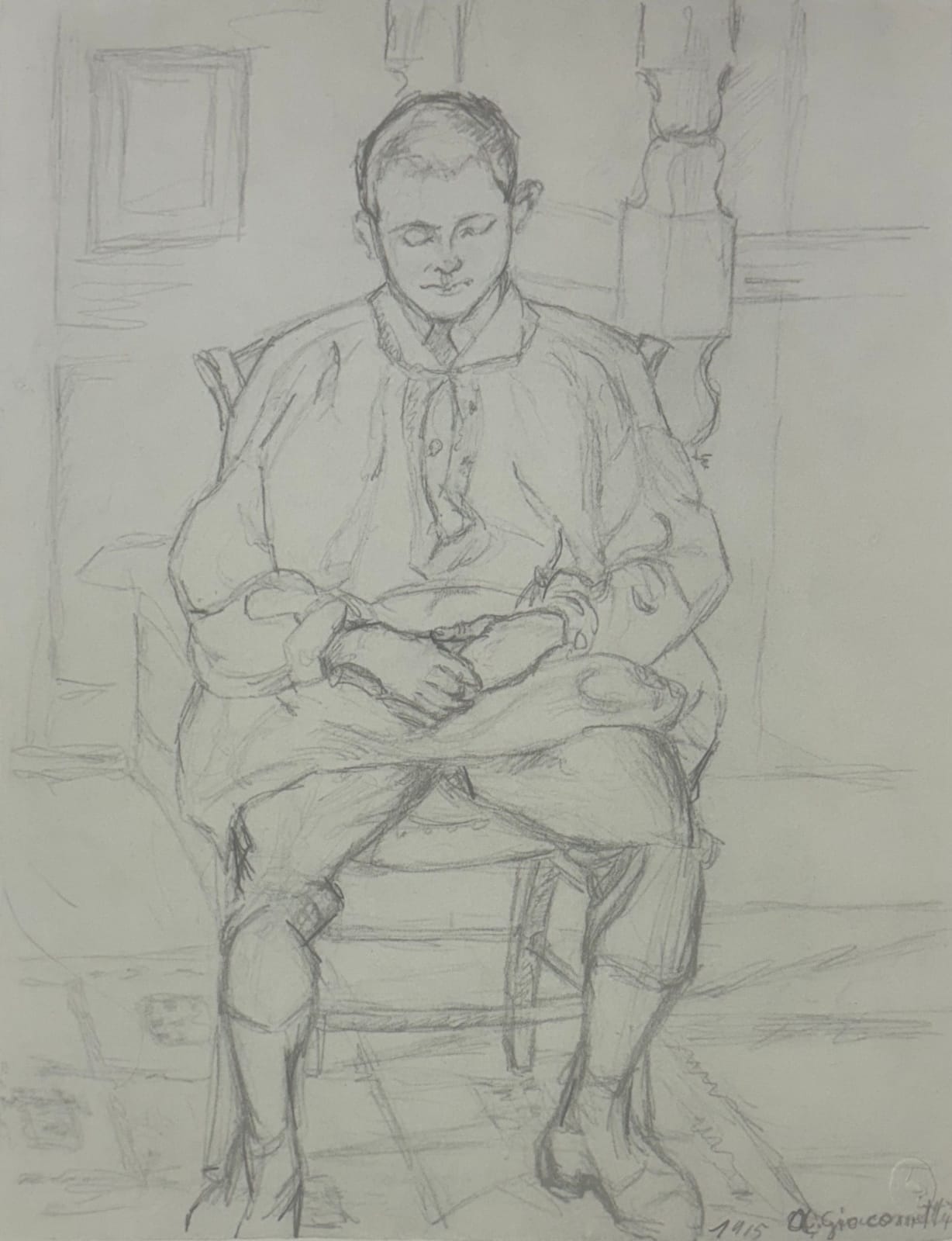 Alberto Giacometti, Ritratto di Diego fanciullo (1915) from Quarantacinque Disegni di Alberto Giacometti, 1963