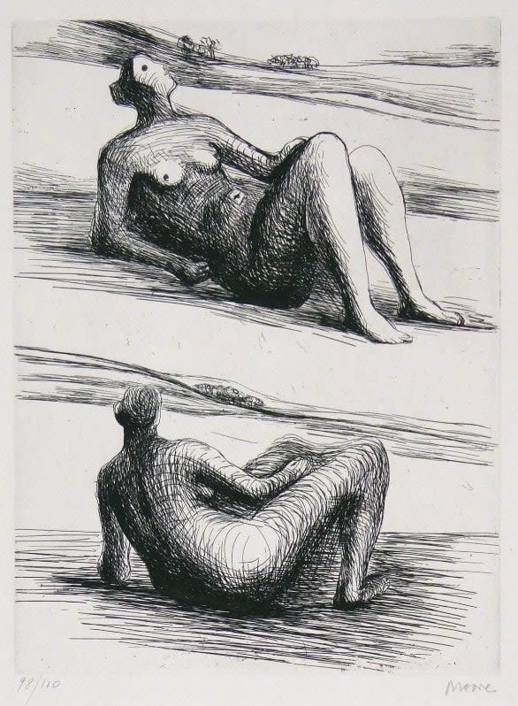 Henry Moore, Two Reclining Figures, from Requiem pour la Fin des Temps, 1977-78