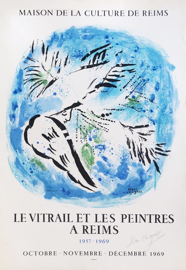 Marc Chagall, L’ange sur fond bleu I (Signed), 1969