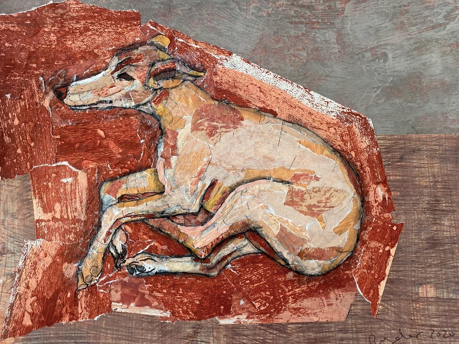 Sophie Ryder, Reclining Dog on Red, 2020
