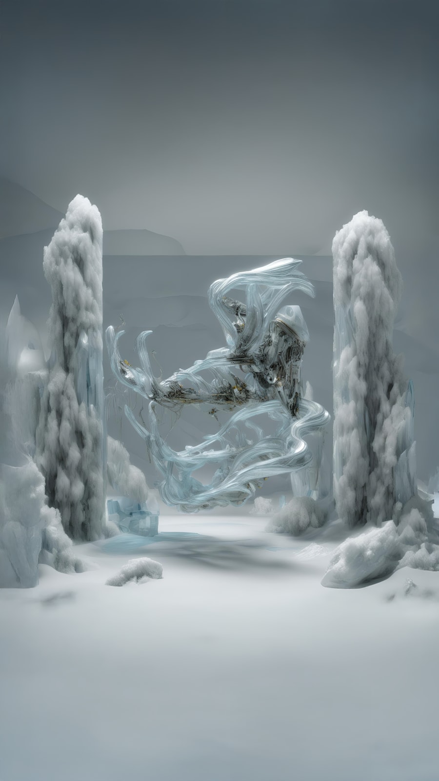Sougwen Chung, Body Machine (Meridians) - Glacier Biome Series, 2025