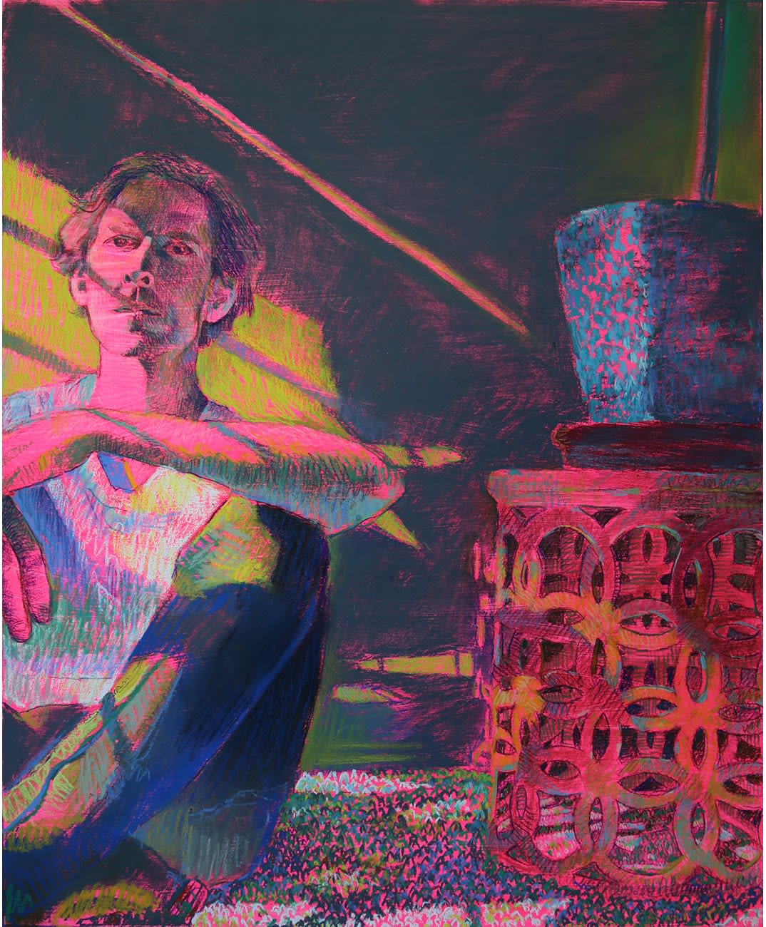 Carlson Hatton, Pink Self-Portrait #1, 2021