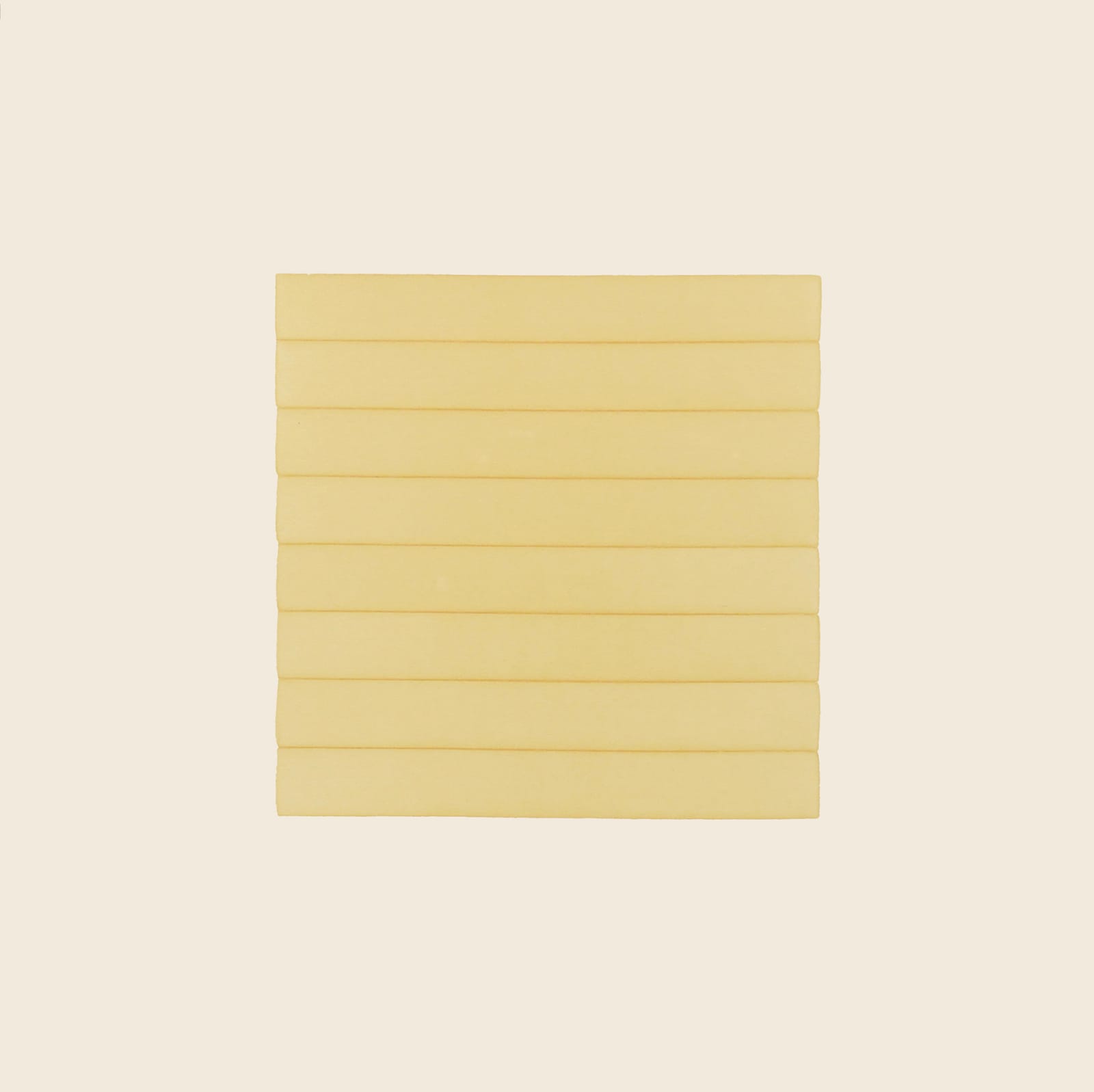 Eight equally-sized horizontal yellow color fields are separated by thin darker yellow lines against a white background.