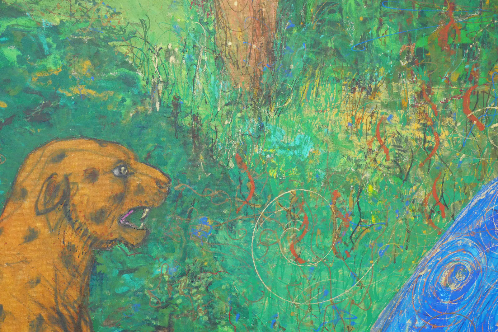 William T. Wiley, Angel Saving Stag From Jaguar, 1995