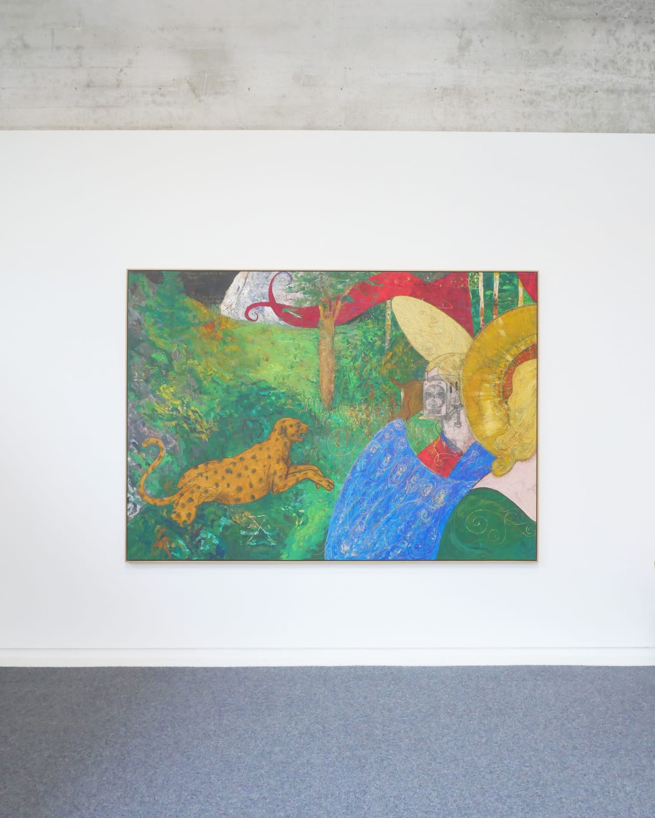 William T. Wiley, Angel Saving Stag From Jaguar, 1995