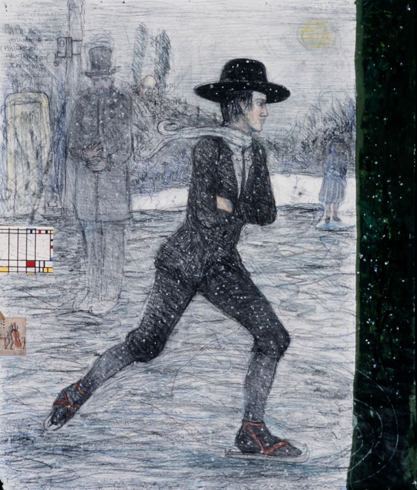 William T. Wiley, Youth Skating into (P.M.) Green Abstraction in Time, 1996