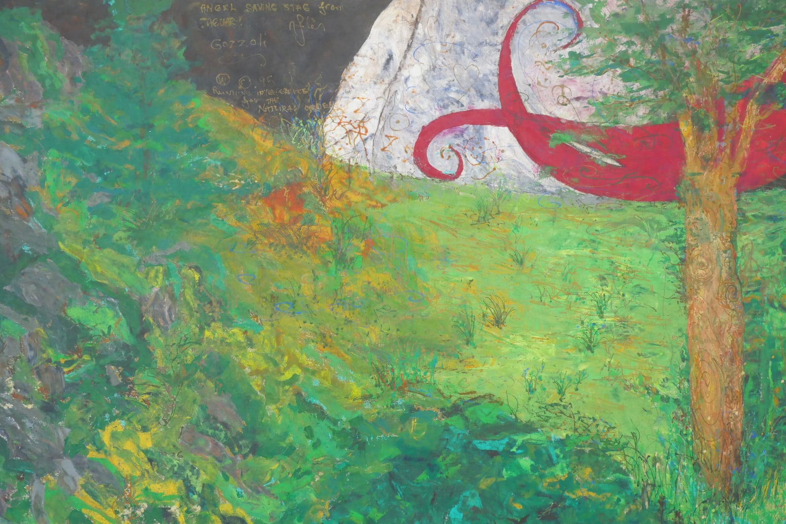William T. Wiley, Angel Saving Stag From Jaguar, 1995