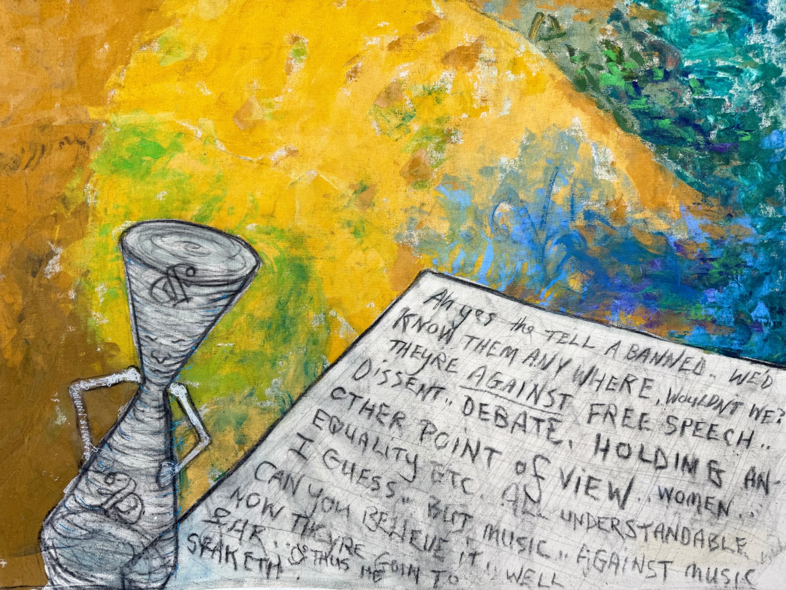 William T. Wiley, Dark Vincent's War Thoughts, 2001