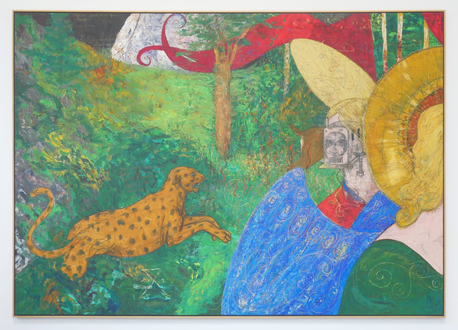 William T. Wiley, Angel Saving Stag From Jaguar, 1995