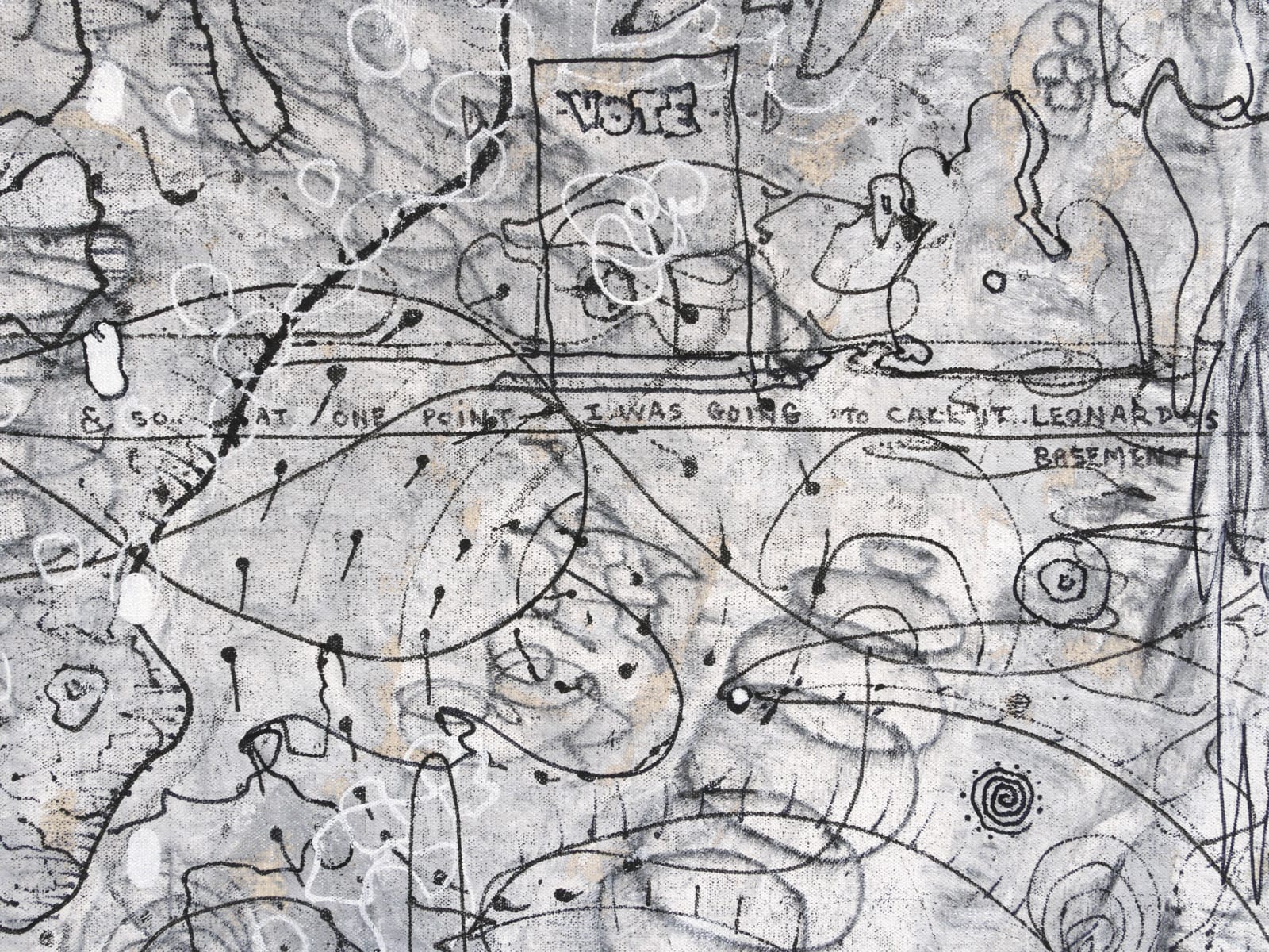 William T. Wiley, Unobjective Abstraction in Leonardo's Basement with Blue Corners, 2011