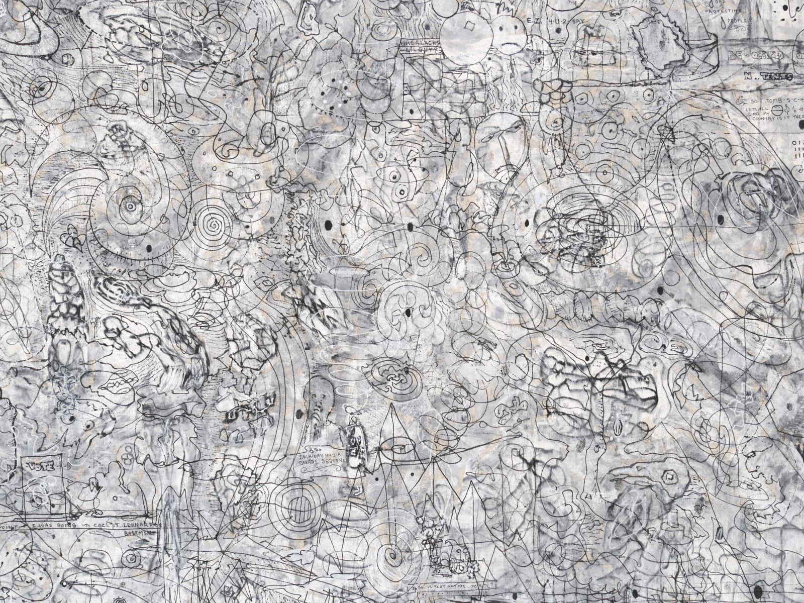 William T. Wiley, Unobjective Abstraction in Leonardo's Basement with Blue Corners, 2011