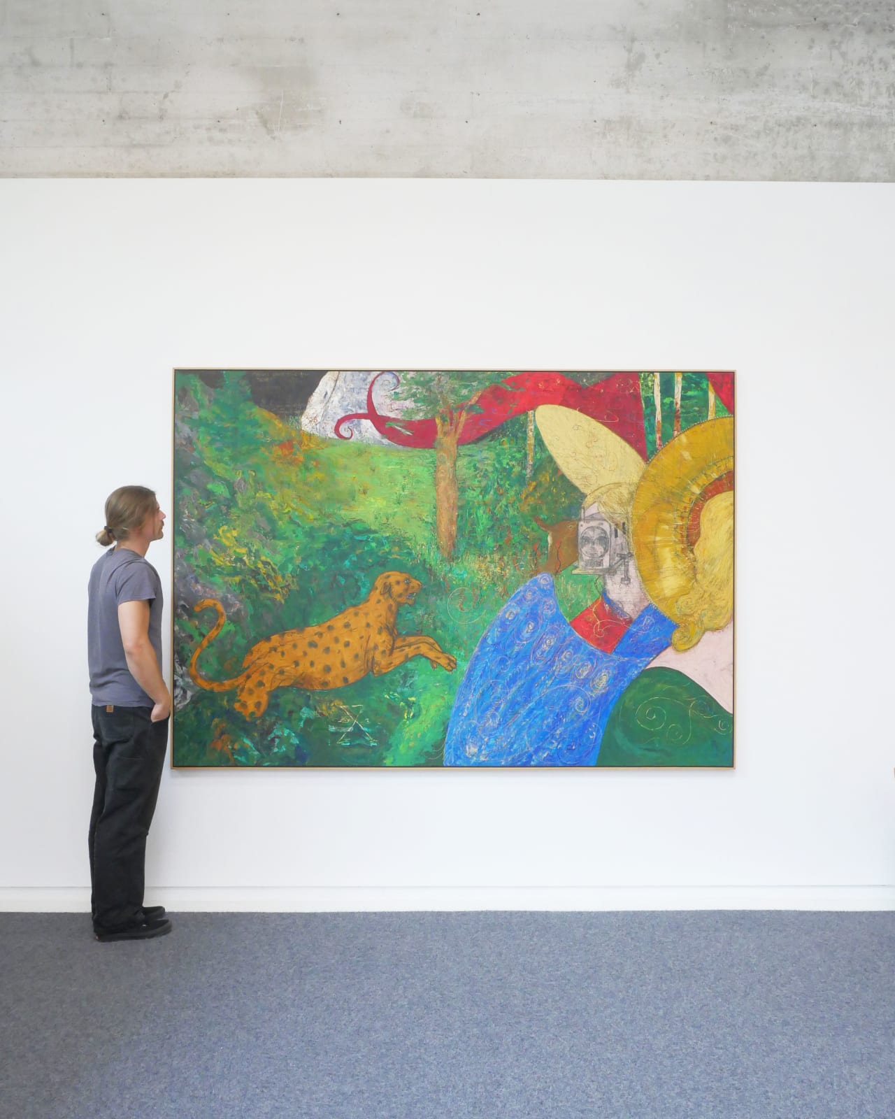 William T. Wiley, Angel Saving Stag From Jaguar, 1995