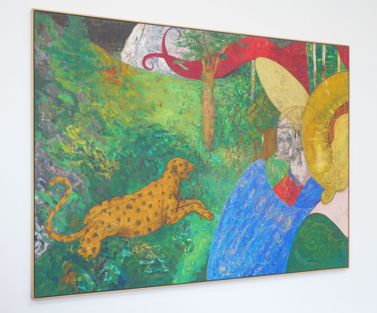 William T. Wiley, Angel Saving Stag From Jaguar, 1995