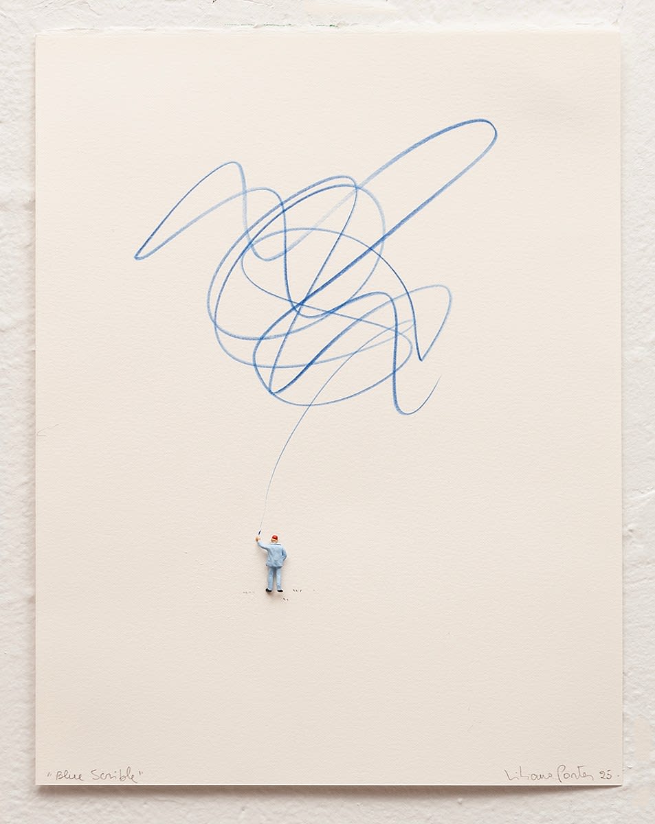 Liliana Porter, Blue Scribble, 2025