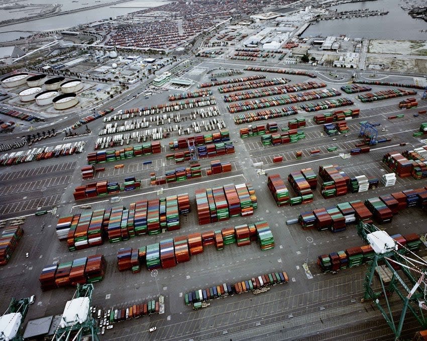 Michael Light, Rancho San Pedro 04.28.06: #12 Evergreen Container Terminal Looking Southeast, Terminal Island; Exxon Mobil Facilty At Left, 2006