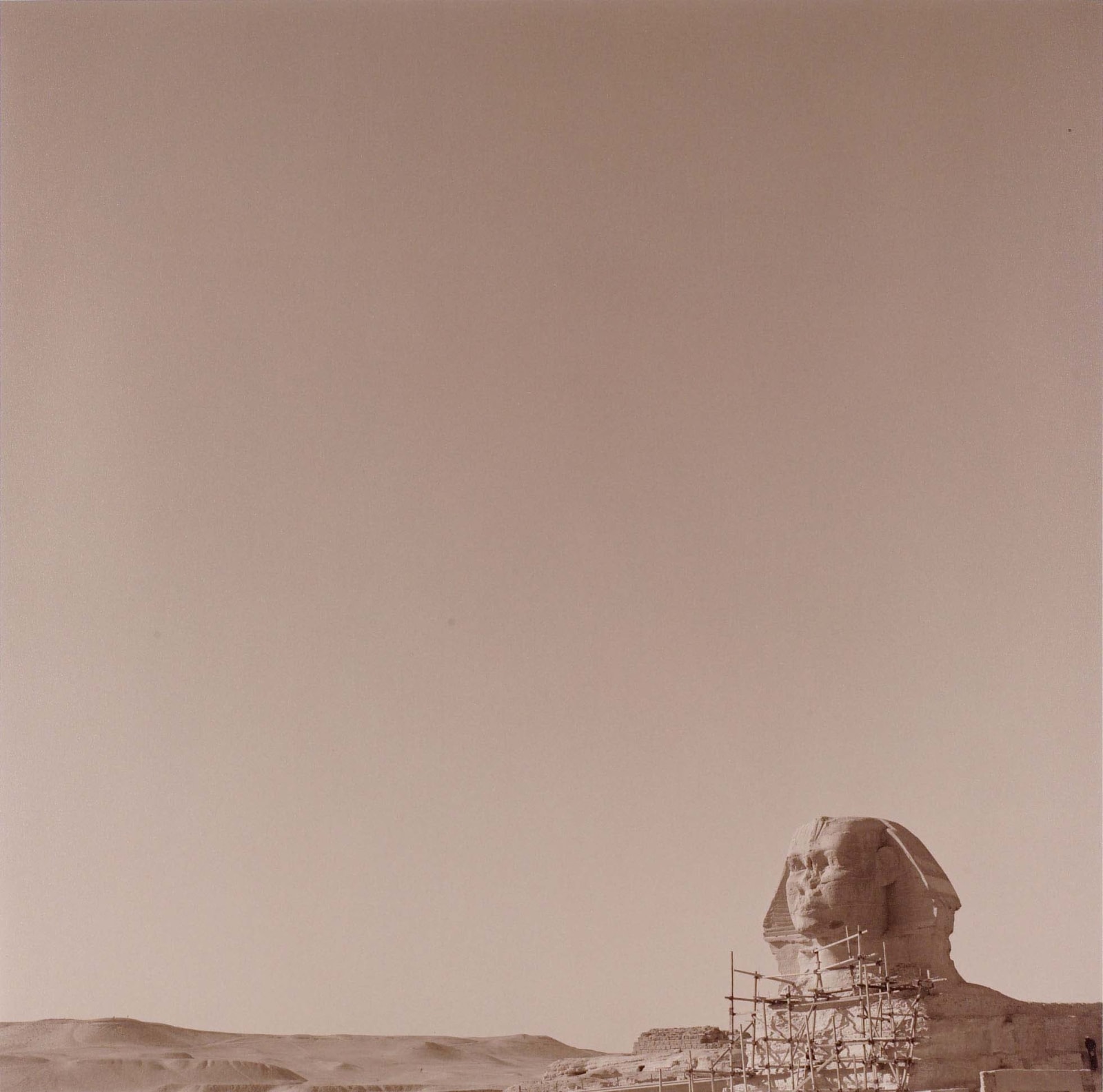 Lynn Davis photograph of Sphinx at Memphis, Egypt in lower right hand corner