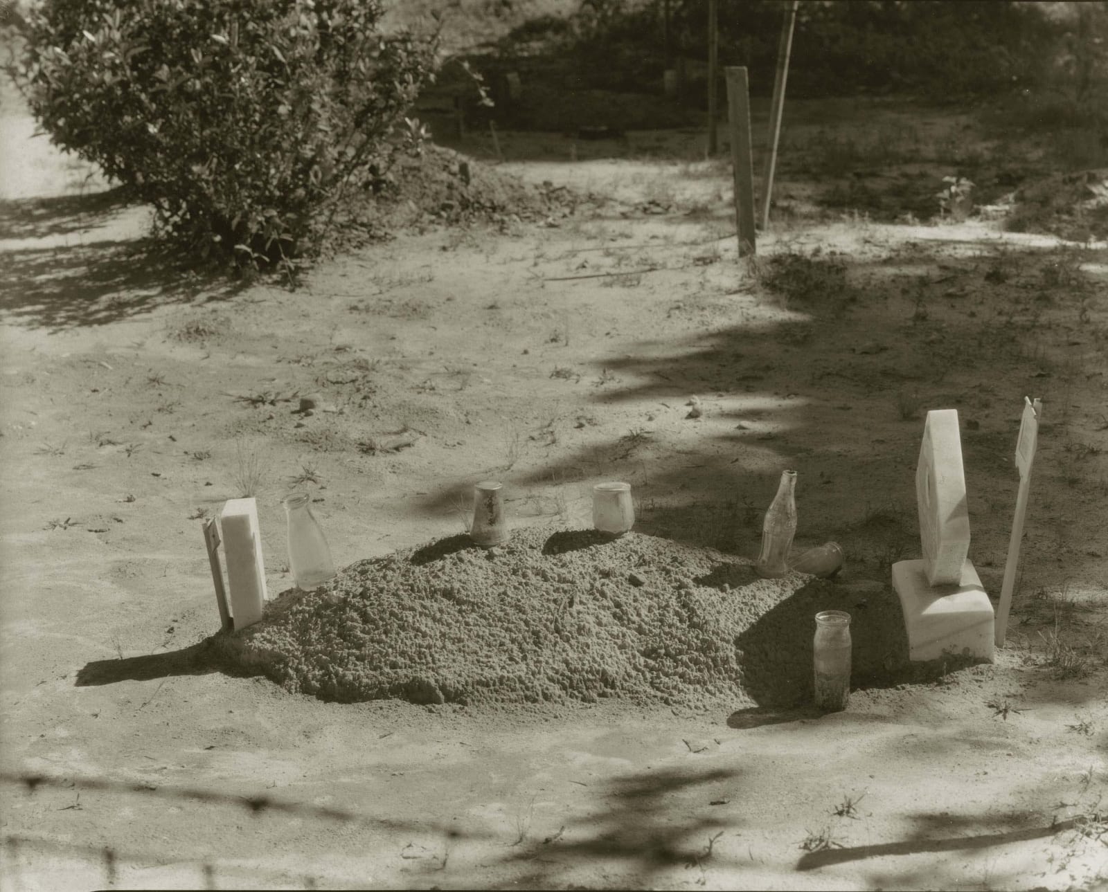 Walker Evans Child's Grave, Hale County, Alabama gravestones with piles of dirt