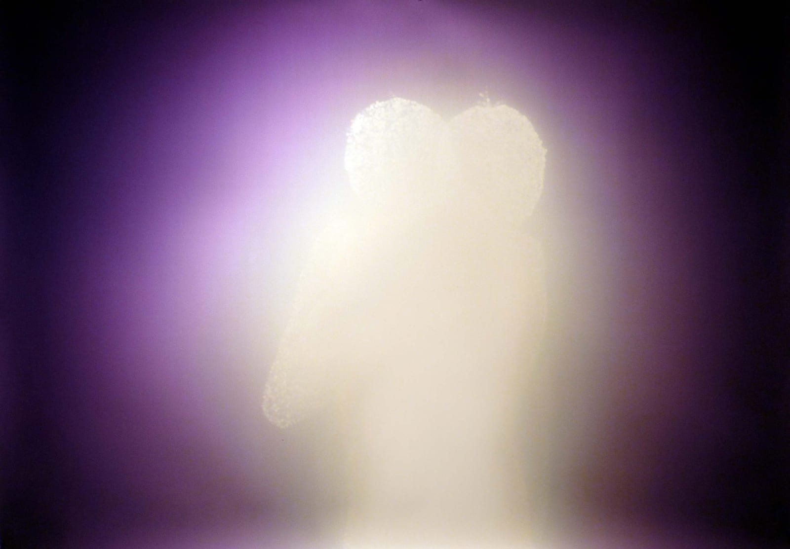 Christopher Bucklow Tetrarch, 1.28pm, 11th December silhouette of two people hugging in light through purple background