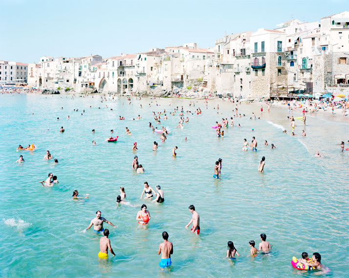 Swimmers in ocean in Cefalu Sicily by Massimo Vitali