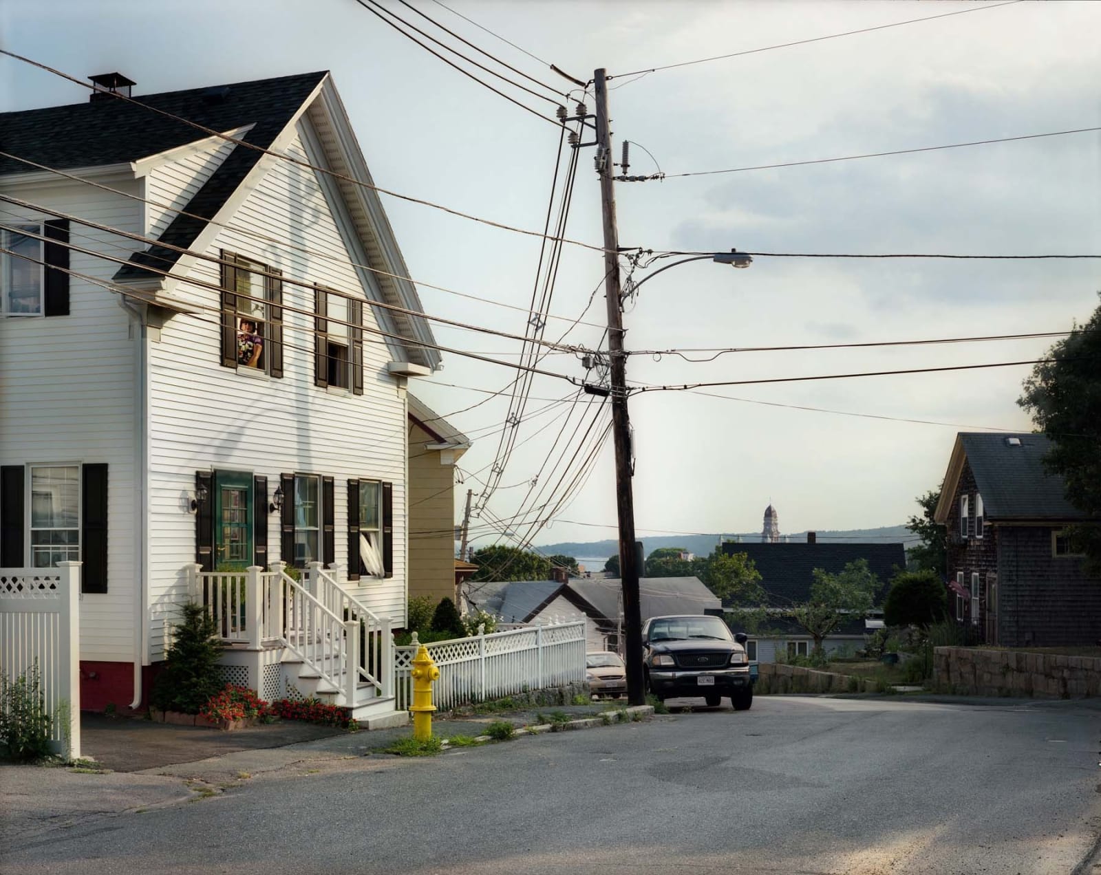 Gail Albert Halaban Edward Hopper redux revisited Adam's House, 2010 white house car telephone pole yellow fire hydrant