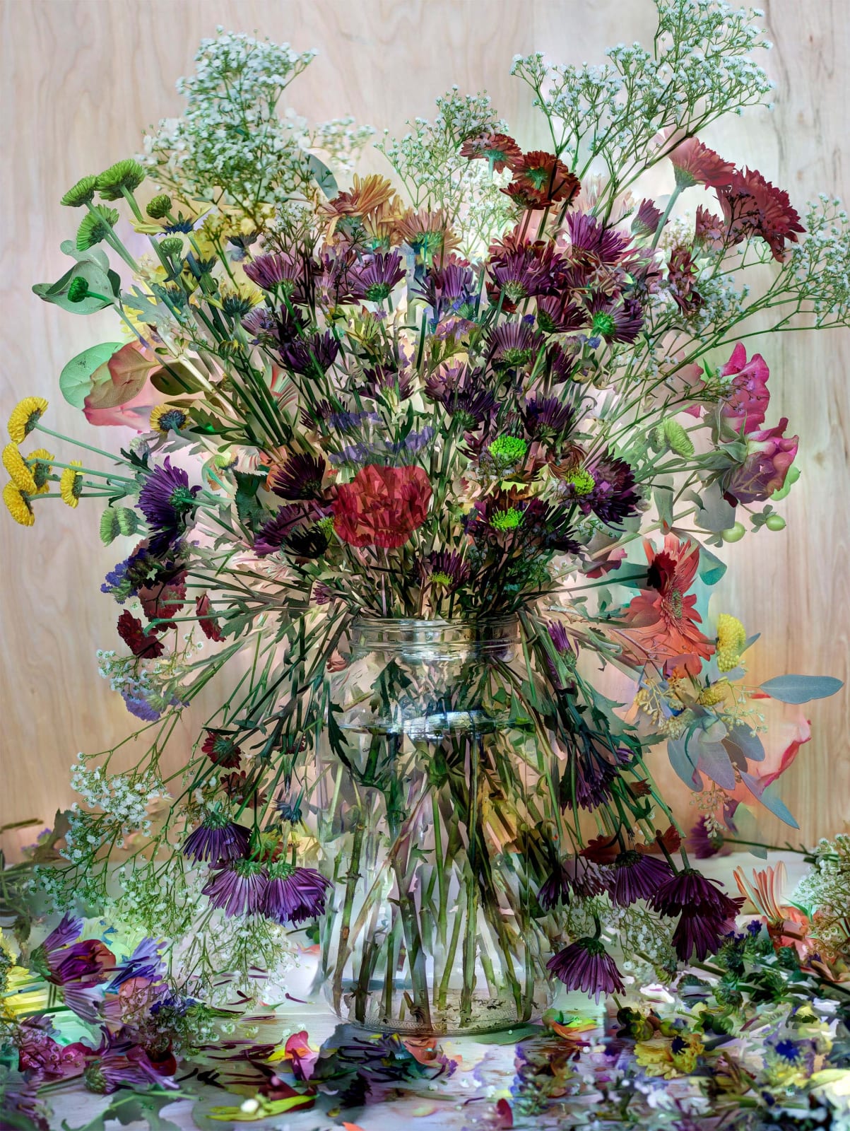 Abelardo Morell Flowers for Lisa #2 digitally composed multiple negative floral still life in vase with autumnal colors