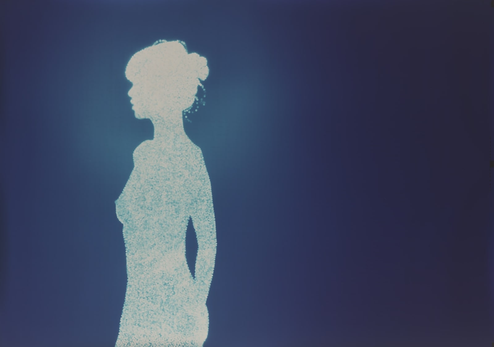 Christopher Bucklow Tetrarch, 1.28 pm, 24th June silhouette of nude woman in light coming through blue background