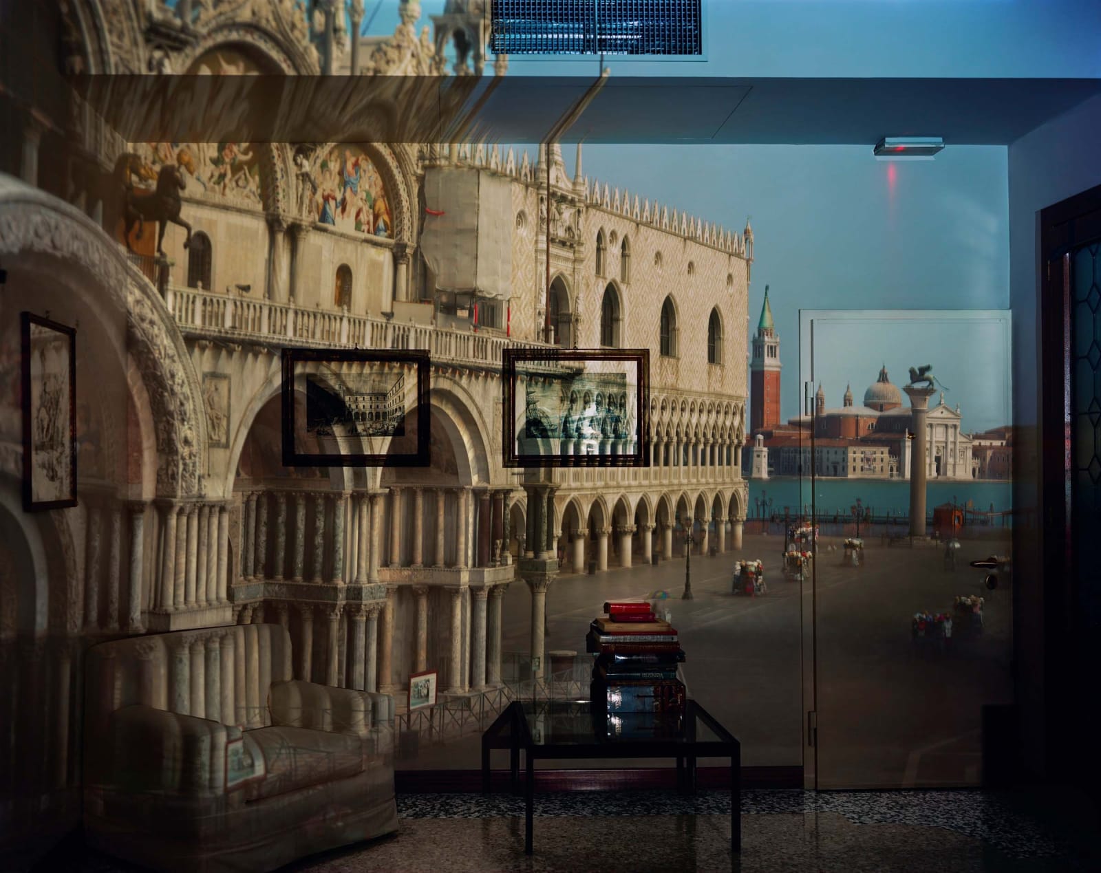 Abelardo Morell Upright Camera Obscura The Piazzetta San Marco Looking Southeast in Office Venice with view of saint mark's basilica and blue skies and water