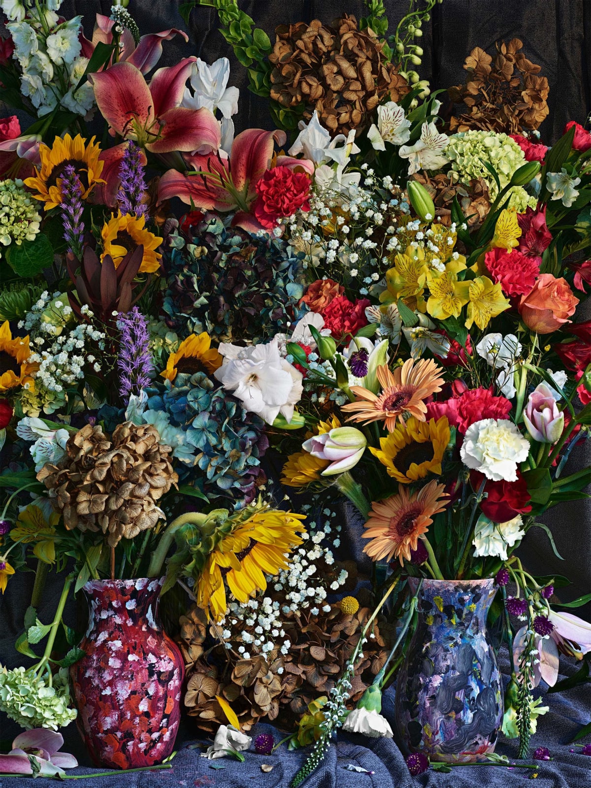 Abelardo Morell Flowers for Lisa #31 two huge bouquets of colorful vibrant flowers in style of Dutch floral still lifes
