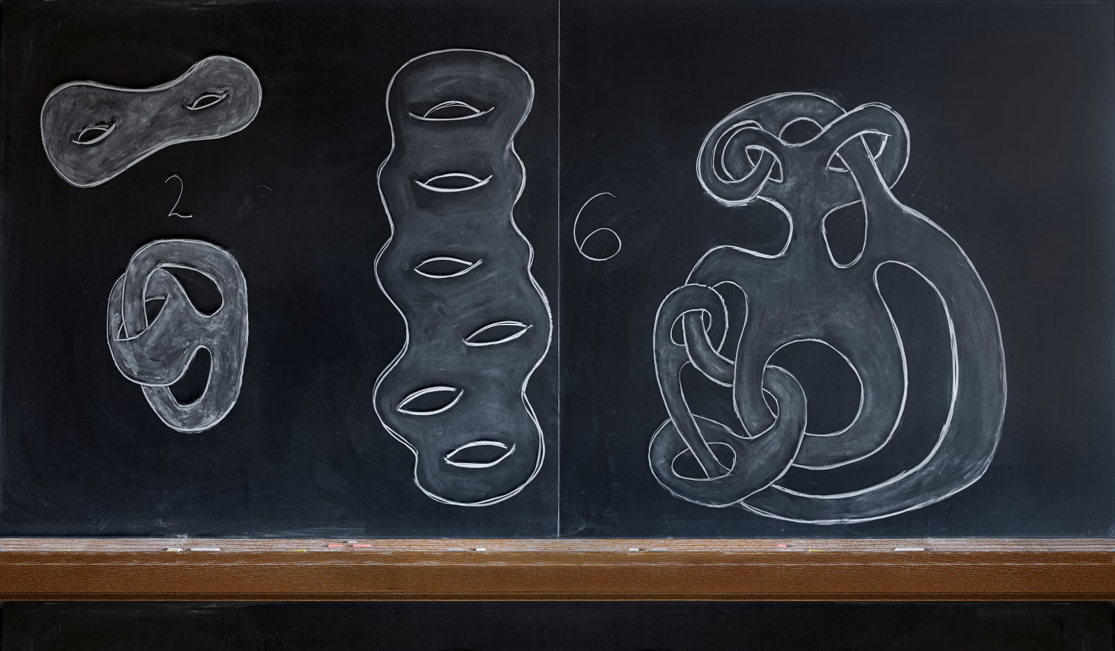 Formulas on chalkboard by mathematician Nancy Hingston, from the Do Not Erase series by Jessica Wynne