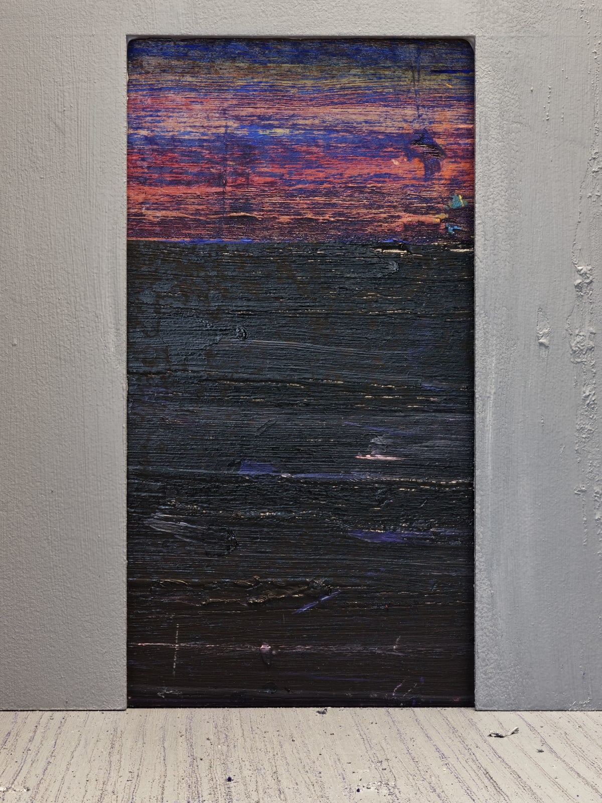 painted sunset through doorway