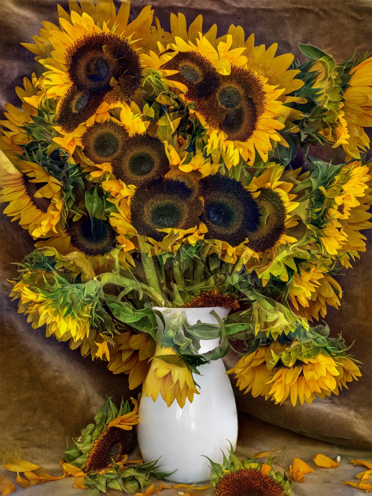 Abelardo Morell Flowers for Lisa #28 multiple exposure composite image of sunflowers in white vase