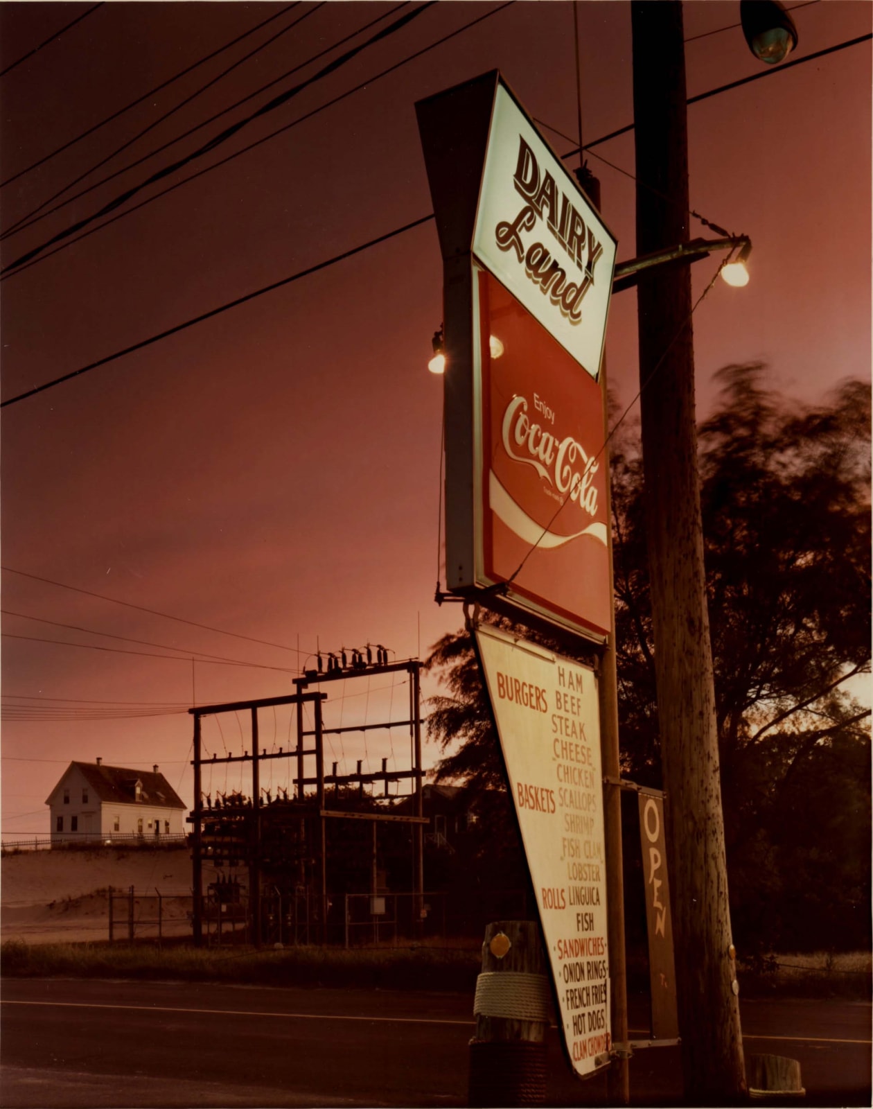 Joel Meyerowitz, Dairyland sign, Dusk, Provincetown, 1976