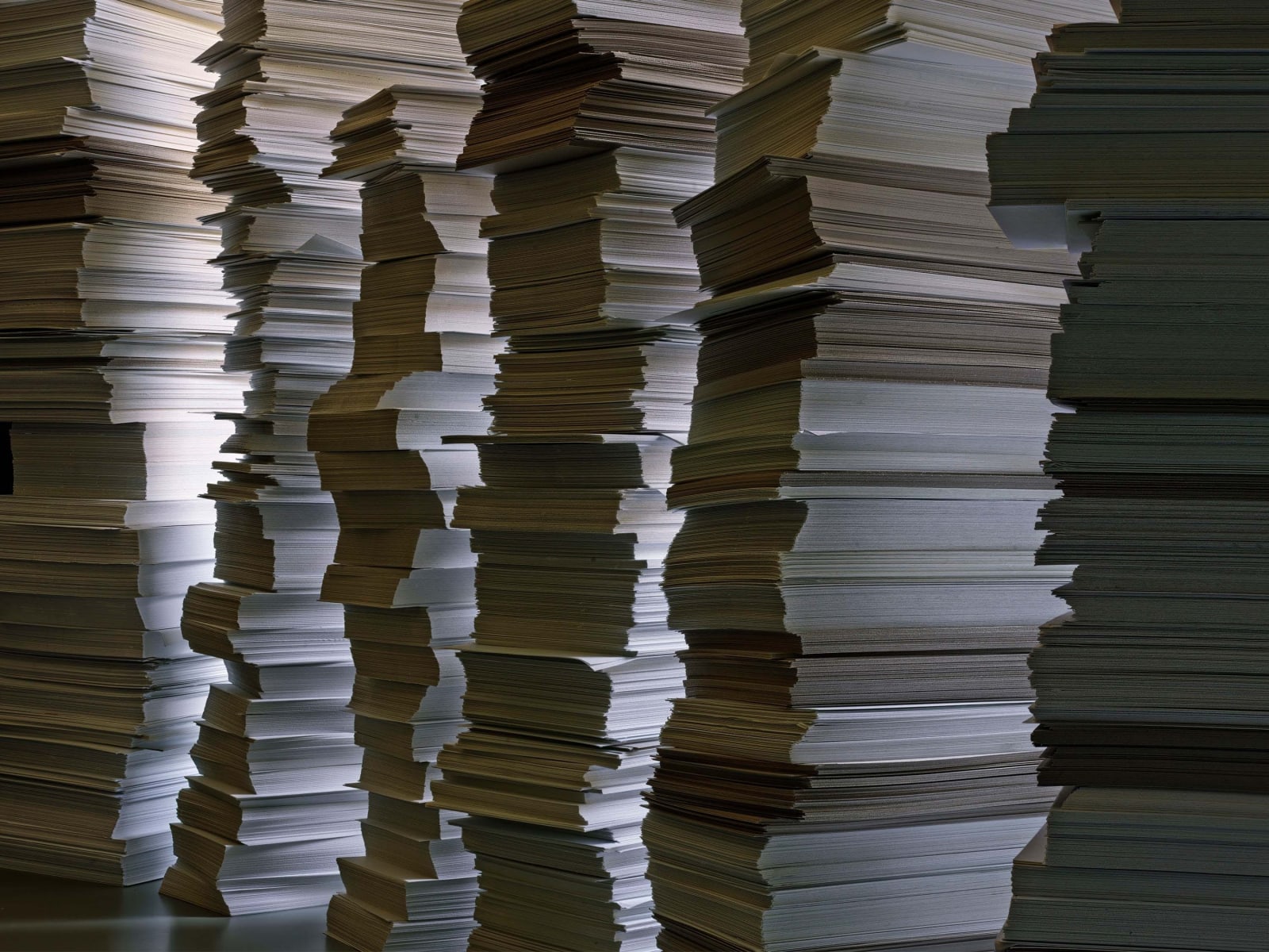 Abelardo Morell Six Paper Structures six stacks of paper