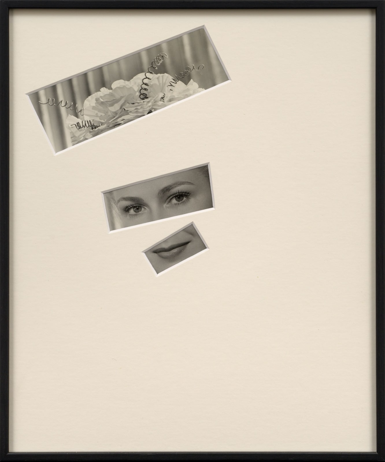 Sissi Farassat photograph of woman with wire and paper bonnet with three sections visible under overmat